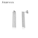 925 Silver Zircon CZ Three Line Drop Earring Rock Punk Jewelry
