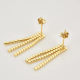 925 Silver Zircon CZ Three Line Drop Earring Rock Punk Jewelry