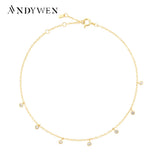 925 Silver Zircon Charm Anklet Foot Chains CZ Slim Women Party Wedding Jewelry