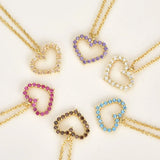 925 Silver Rainbow Heart Pendant Necklace for Women