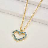 925 Silver Rainbow Heart Pendant Necklace for Women