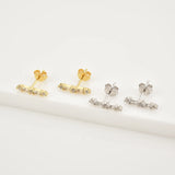 925 Silver Zircon Pave Stud Earring Piercing Fine Jewelry
