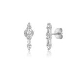 925 Silver Zircon Pave Stud Earring Piercing Fine Jewelry