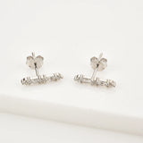 925 Silver Zircon Pave Stud Earring Piercing Fine Jewelry