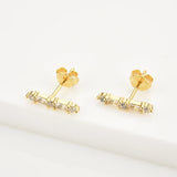 925 Silver Zircon Pave Stud Earring Piercing Fine Jewelry