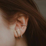 Celestial Suspender Earring 925 Sterling Silver Crystal Cuffs Zircon