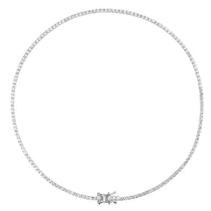 925 Sterling Silver Zircon CZ Chain Choker Middle Necklace