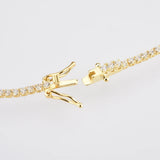 925 Sterling Silver Zircon CZ Chain Choker Middle Necklace