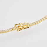 925 Sterling Silver Zircon CZ Chain Choker Middle Necklace