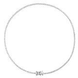 925 Sterling Silver Zircon CZ Chain Choker Middle Necklace