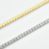 925 Sterling Silver Zircon CZ Chain Choker Middle Necklace