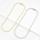 925 Sterling Silver Zircon CZ Chain Choker Middle Necklace