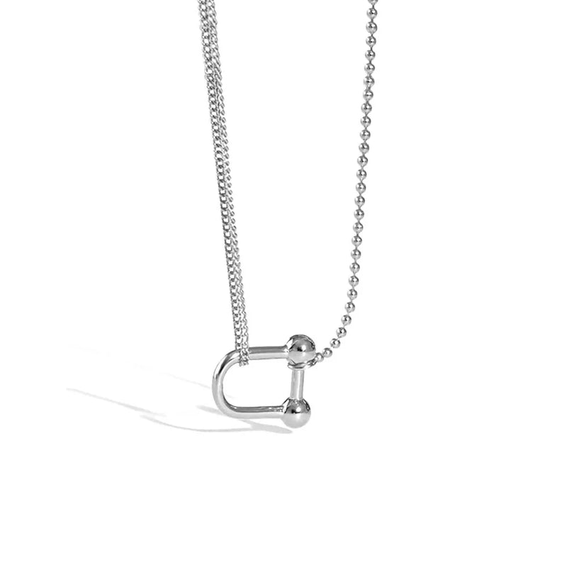 925 Silver Horse Shoes Music Pendant Necklace