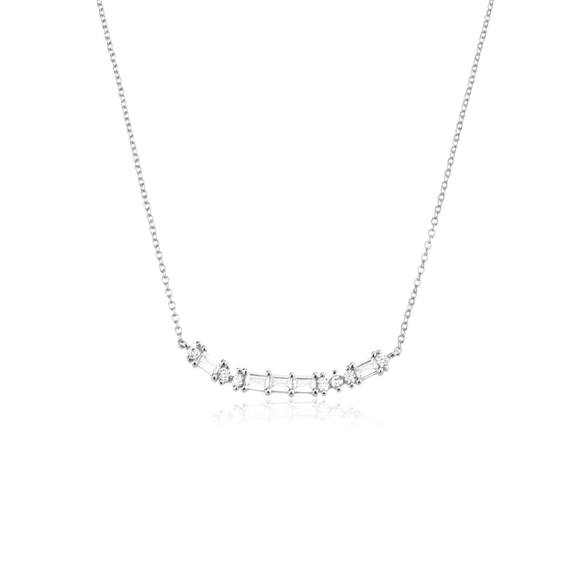 925 Silver Moon Zircon CZ Necklace Spring Choker Women