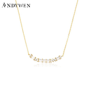 925 Silver Moon Zircon CZ Necklace Spring Choker Women