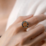925 Silver Circle Ring Love Aquamarine CZ Zircon AAAAA