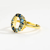 925 Silver Circle Ring Love Aquamarine CZ Zircon AAAAA