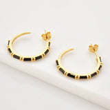 925 Silver 19mm Square Zircon Green Hoops Earring