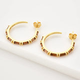 925 Silver 19mm Square Zircon Green Hoops Earring