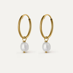 925 Sterling Silver Baroque Pearl Drop Earrings Circle Clips Piercing Women