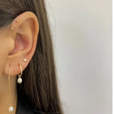 925 Sterling Silver Baroque Pearl Drop Earrings Circle Clips Piercing Women