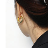 925 Silver Hollow Piercing Hoop Rock Punk Women Jewelry Gift