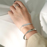925 Sterling Silver Big Leafs Chain Bracelet Rock Punk Jewelry