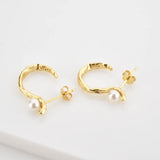 925 Silver Pearl Hoop Earring Wedding Jewelry Rock Punk Clips Round
