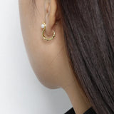 925 Silver Pearl Hoop Earring Wedding Jewelry Rock Punk Clips Round