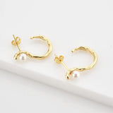 925 Silver Pearl Hoop Earring Wedding Jewelry Rock Punk Clips Round