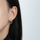 925 Silver CZ Zircon Hoops Clips Rock Punk Women Circle Fine Jewelry