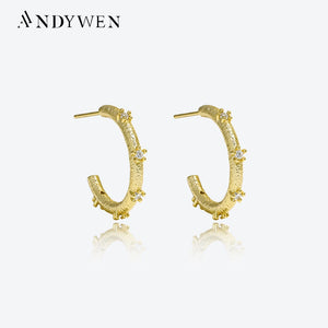 925 Silver CZ Zircon Hoops Clips Rock Punk Women Circle Fine Jewelry