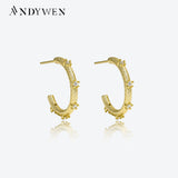 925 Silver CZ Zircon Hoops Clips Rock Punk Women Circle Fine Jewelry