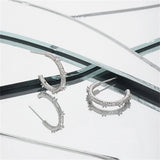925 Silver CZ Zircon Hoops Clips Rock Punk Women Circle Fine Jewelry