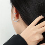 925 Silver CZ Zircon Hoops Clips Rock Punk Women Circle Fine Jewelry