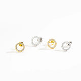 925 Silver CZ Stud Earring Clips Small Jewelry Gift