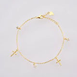 925 Silver Cross Pendant Bracelet Crystal Jewelry Gift