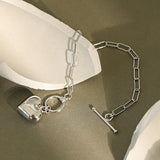 925 Sterling Silver Heart Horoscope Chain Bracelet Rock Punk Jewelry