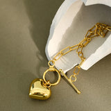 925 Sterling Silver Heart Horoscope Chain Bracelet Rock Punk Jewelry