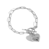925 Sterling Silver Heart Horoscope Chain Bracelet Rock Punk Jewelry