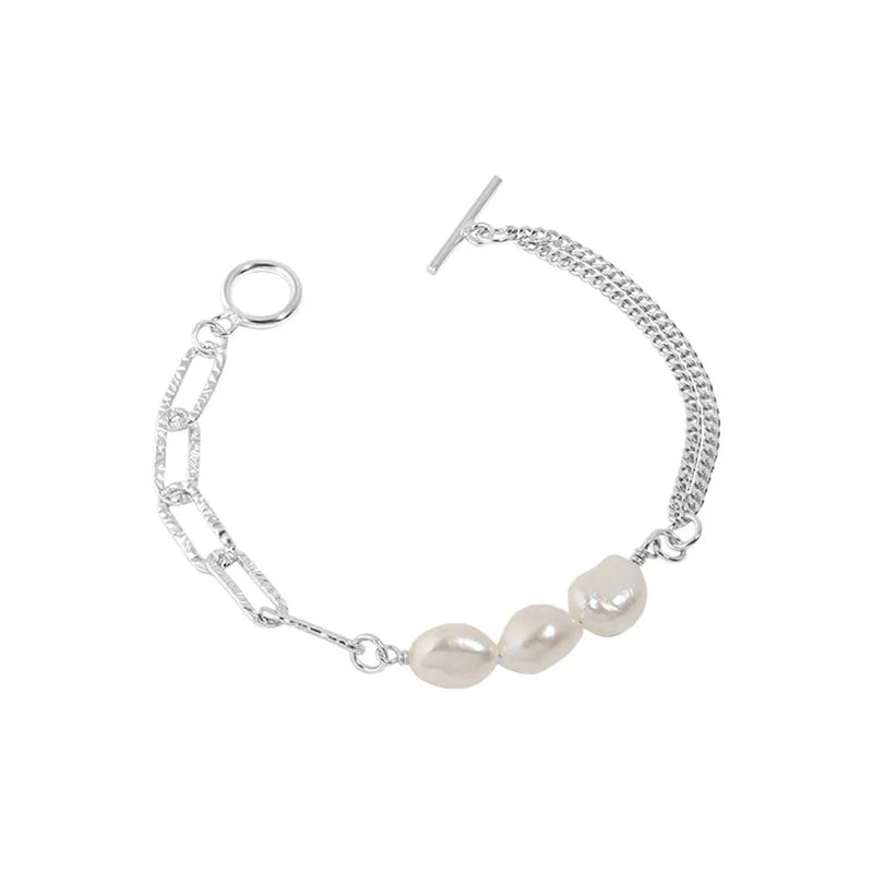 925 Silver Horoscope Pearl Chains Bracelet Crystal Bangle Wedding Gift