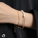 925 Silver Horoscope Pearl Chains Bracelet Crystal Bangle Wedding Gift