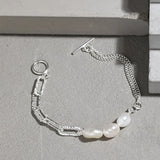 925 Silver Horoscope Pearl Chains Bracelet Crystal Bangle Wedding Gift