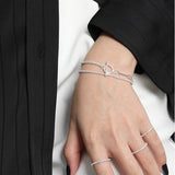 925 Silver Horoscope 3 Chains Bracelet Crystal Bangle Wedding Gift