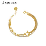 925 Silver Horoscope 3 Chains Bracelet Crystal Bangle Wedding Gift