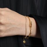 925 Silver Horoscope 3 Chains Bracelet Crystal Bangle Wedding Gift