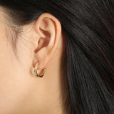 925 Sterling Silver Irregular Geometric Hoops Piercing Round Hoop Clips