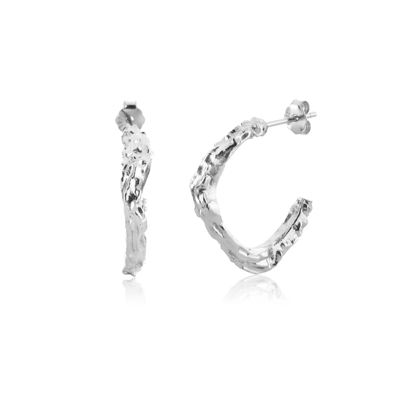 925 Sterling Silver Irregular Geometric Hoops Piercing Round Hoop Clips