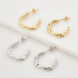 925 Sterling Silver Irregular Geometric Hoops Piercing Round Hoop Clips