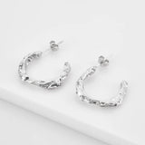 925 Sterling Silver Irregular Geometric Hoops Piercing Round Hoop Clips